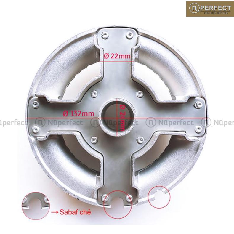 @phukienbepgas- Đế chia lửa Sabaf (đế dưới) bếp gas âm Torino GBS-2S, GBS-3S, GSS-2NS, MILANSBI-2B(SV).. chính hãng