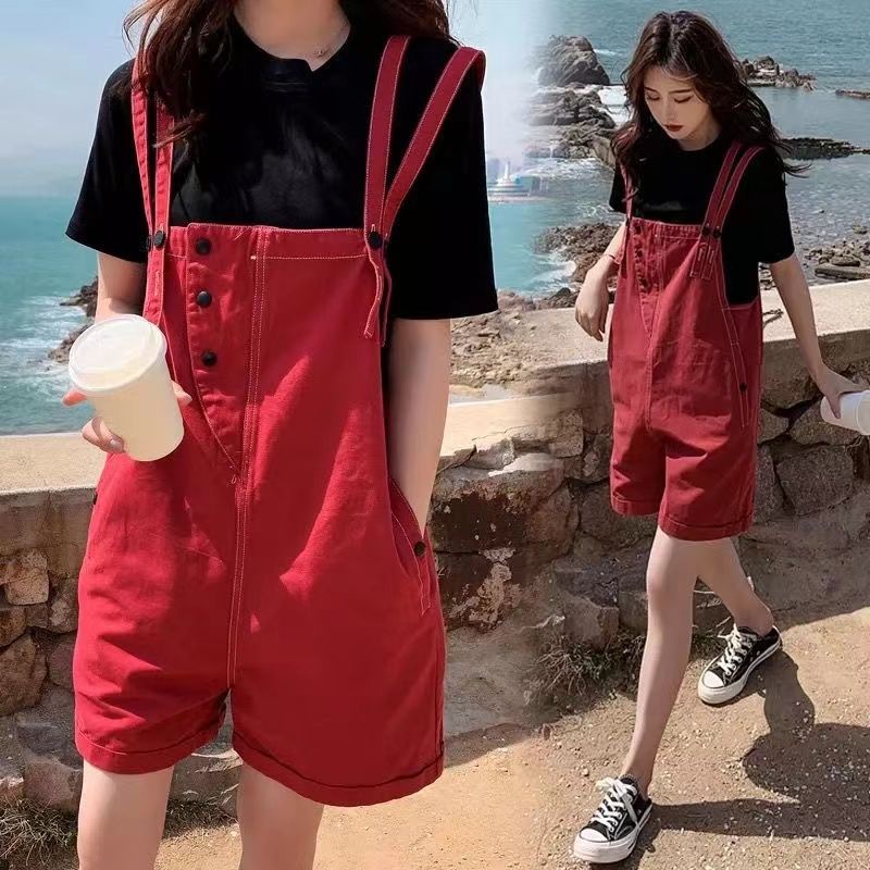 Quần Yếm Denim Ngắn Lưng Cao Thiết Kế Mới Thời Trang Mùa Hè Dành Cho Nữ