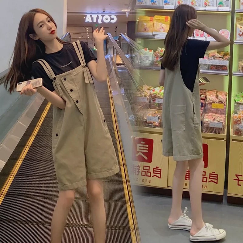 Quần Yếm Denim Ngắn Lưng Cao Thiết Kế Mới Thời Trang Mùa Hè Dành Cho Nữ