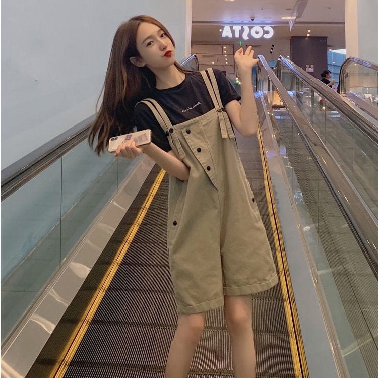 Quần Yếm Denim Ngắn Lưng Cao Thiết Kế Mới Thời Trang Mùa Hè Dành Cho Nữ