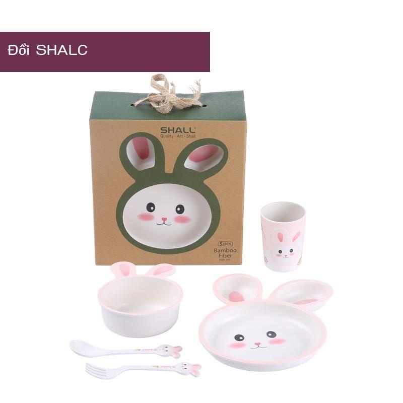 Bộ đĩa ăn tối dành cho trẻ em Hill bộ đồ ăn bé trai và bé gái hình chú thỏ dễ thương Bộ đĩa ăn dạng lư