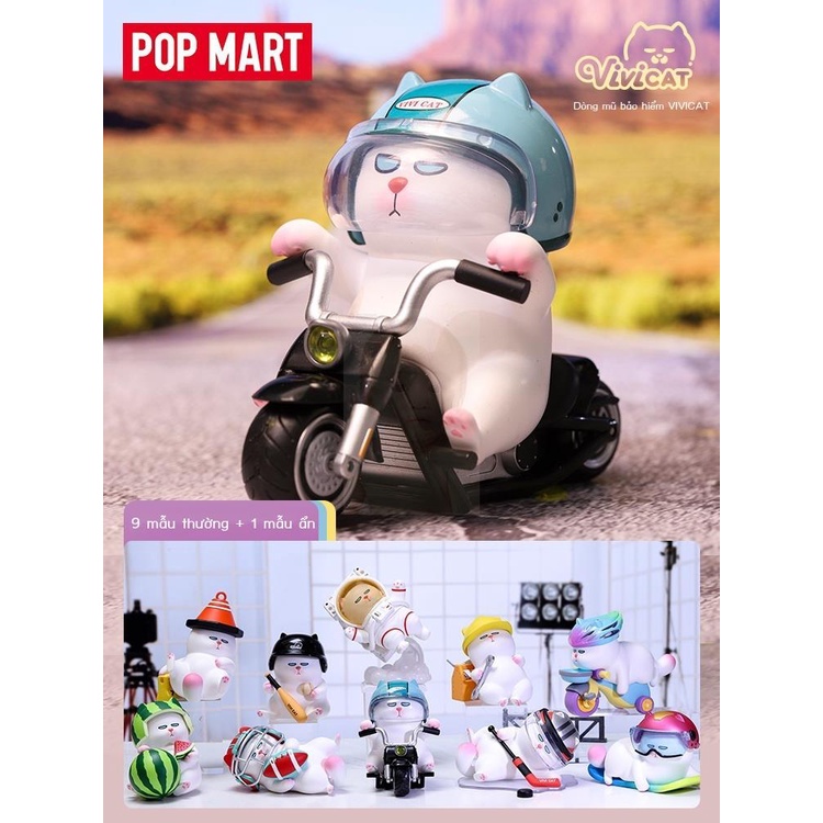 POPMART Bubble Mart ViViCat Dòng Mũ Bảo Hiểm Lười Hộp Mù Hộp Ngoại Vi Vật Trang Trí Đồ Chơi Quà Tặng Sáng Tạo