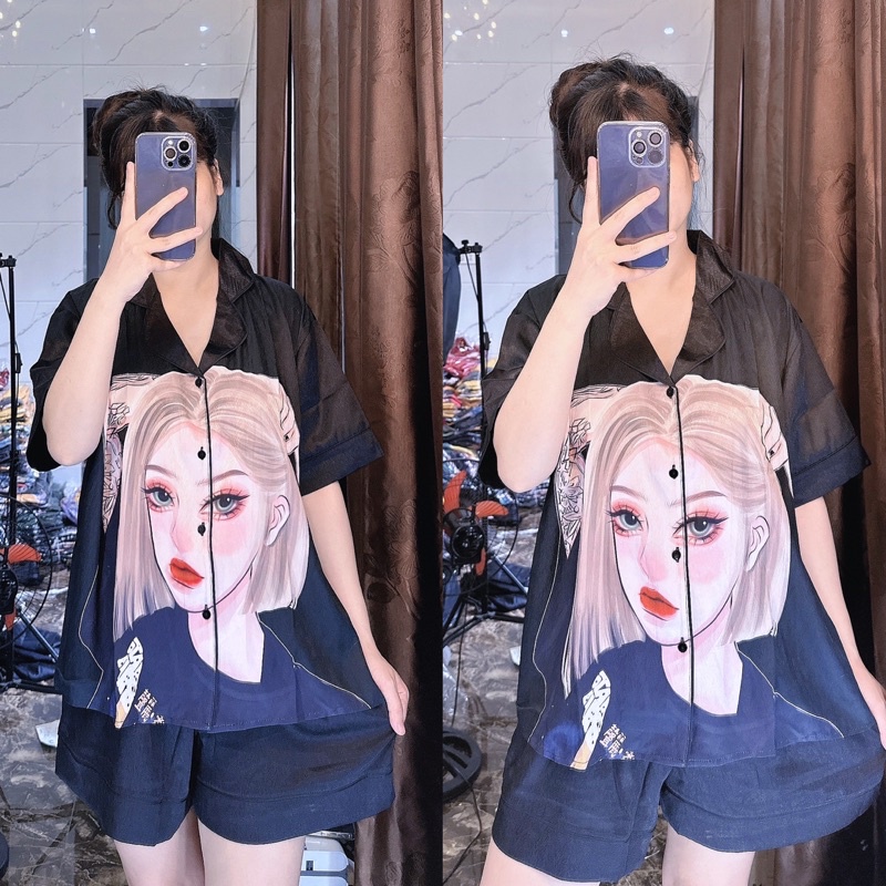 pijama Lụa xước thiết kế 70-90kg