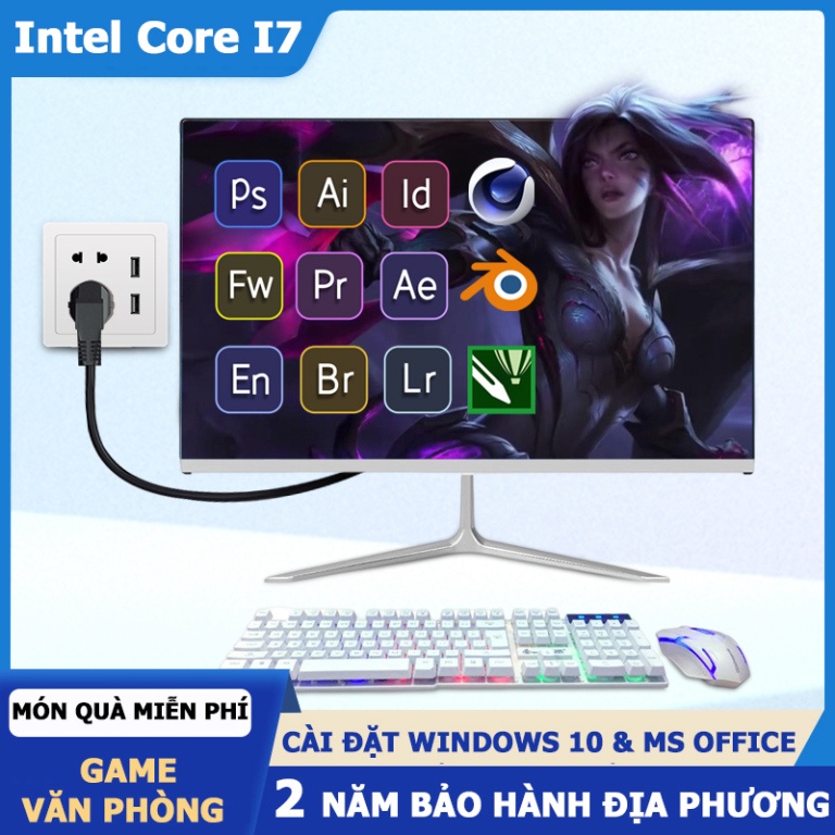 [ PC Gaming Full Bộ Tính All in One 2023 Thương Hiệu Mới Computer 24inch Intel Core I7 Tặng Chuột Không Dây Và Bàn Phím