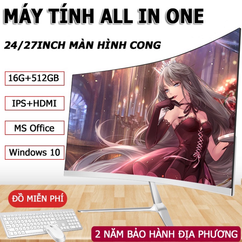 [ Máy Tính All in One PC Gaming Full Bộ Core I7 Computer 24/27inch Máy Tính Để Bàn Windows10 Tặng Chuột Không Dây Và Bàn