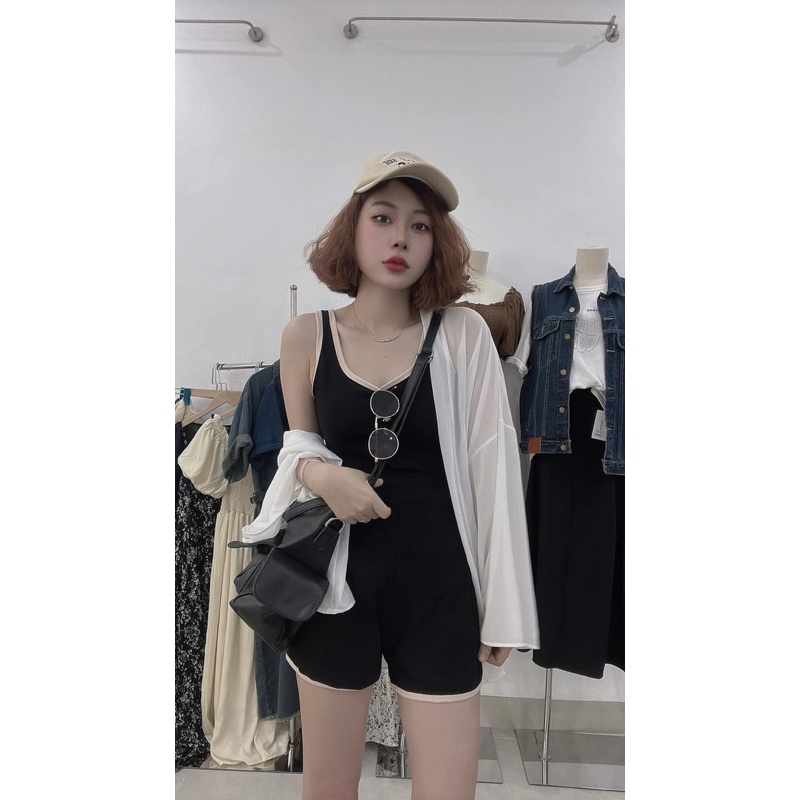Jum Nữ Ba Lỗ Phối Viền Đen Trắng Siêu Hot Đi Chơi Biển Siêu Xinh❤️