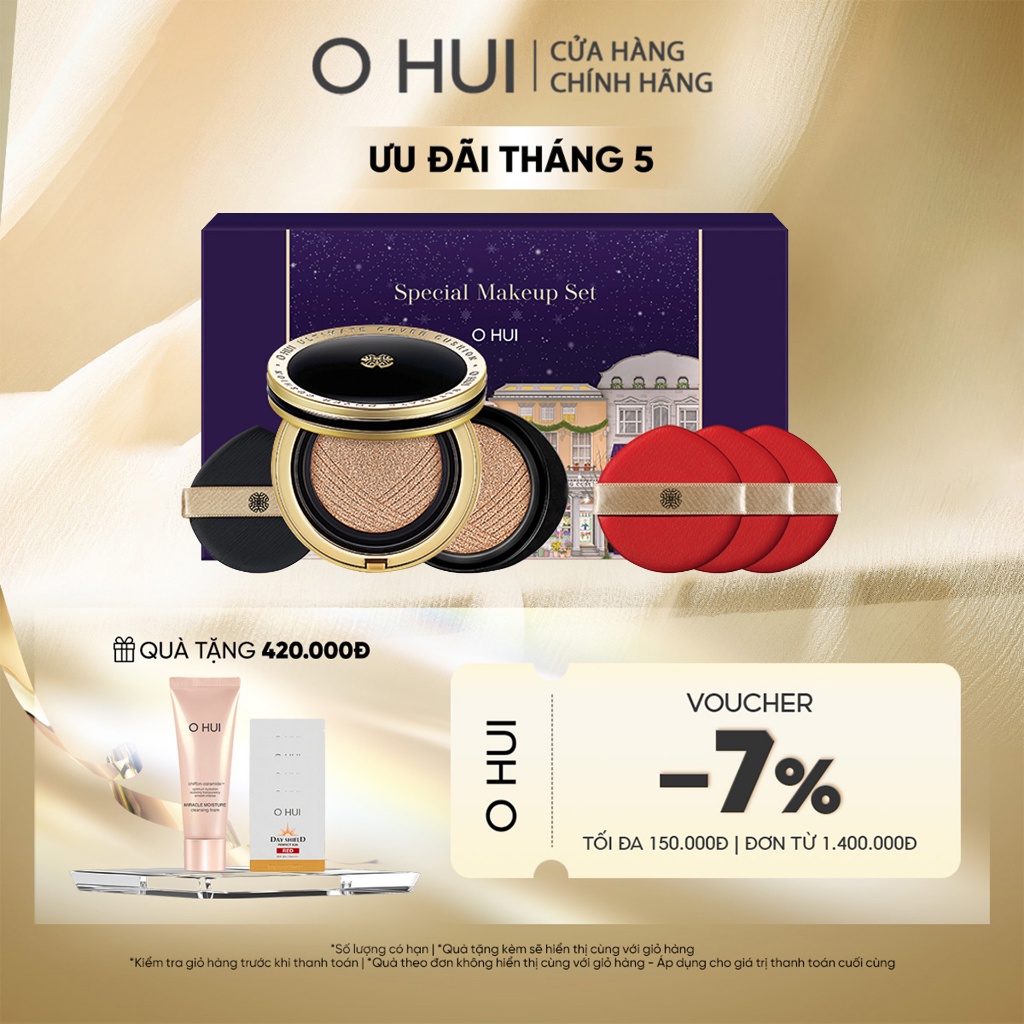 Phấn nước che khuyết điểm và nâng cơ vượt trội O HUI Ultimate Cover Lifting Cushion SPF50+ PA+++