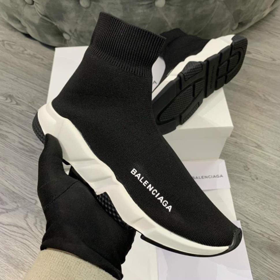 Giày Balenciaga Speed đen cổ chun cao cấp , Giày balen cổ cao nam nữ full bill box Hàng 11 full hộp phụ kiện trắng Trung