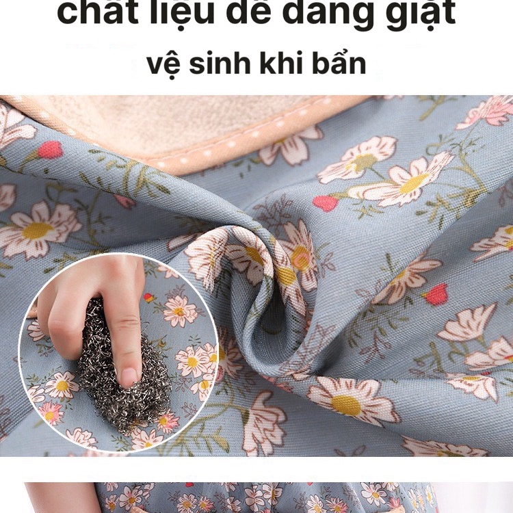 Tạp Dề Hoa Chống Thấm Nước Và Dầu Viền Bèo Đáng Yêu Cho Nữ
