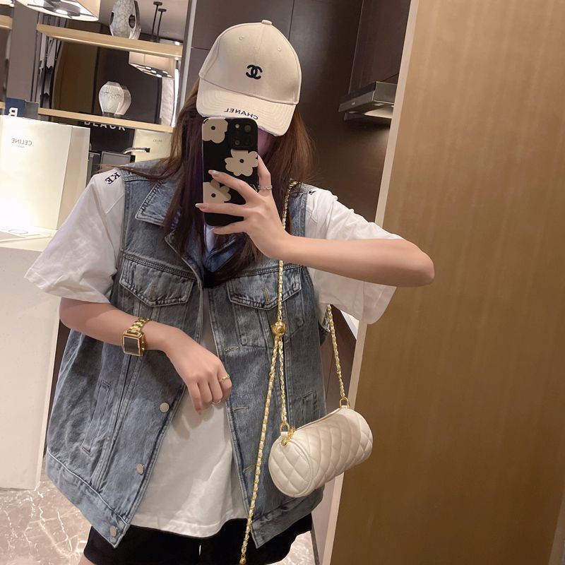 Túi Xách Đeo Vai Hình Trụ Nhỏ Dây Xích Vàng Kim Hình Lưới Kim Cương niche Nghiêng p Cho Nữ