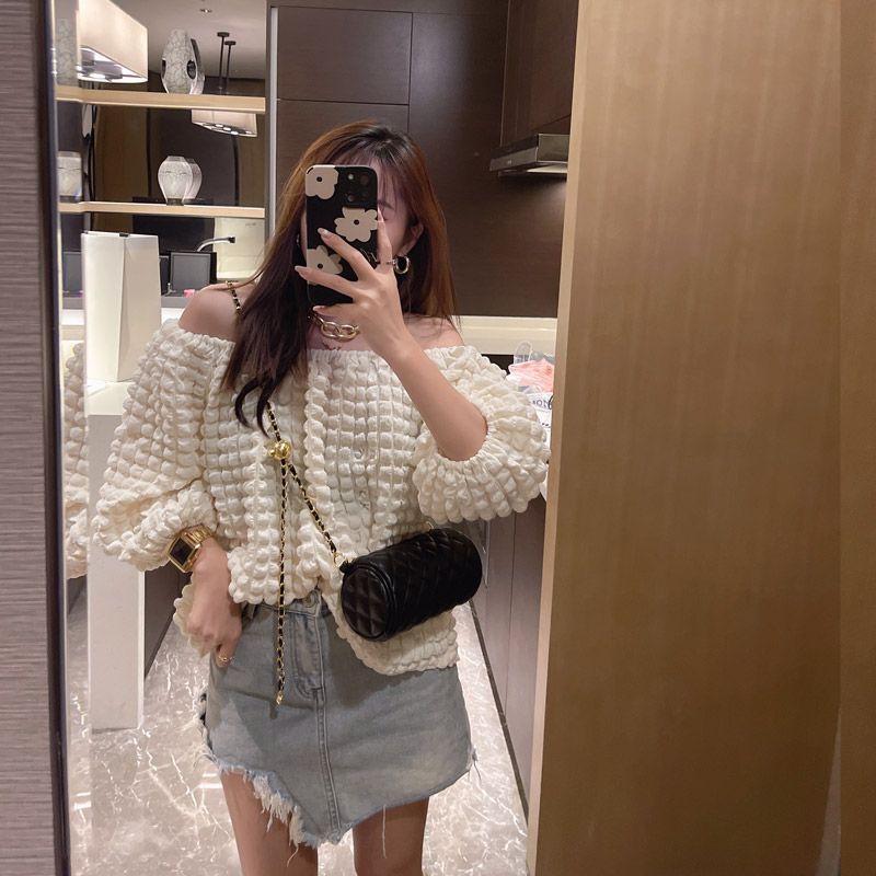 Túi Xách Đeo Vai Hình Trụ Nhỏ Dây Xích Vàng Kim Hình Lưới Kim Cương niche Nghiêng p Cho Nữ