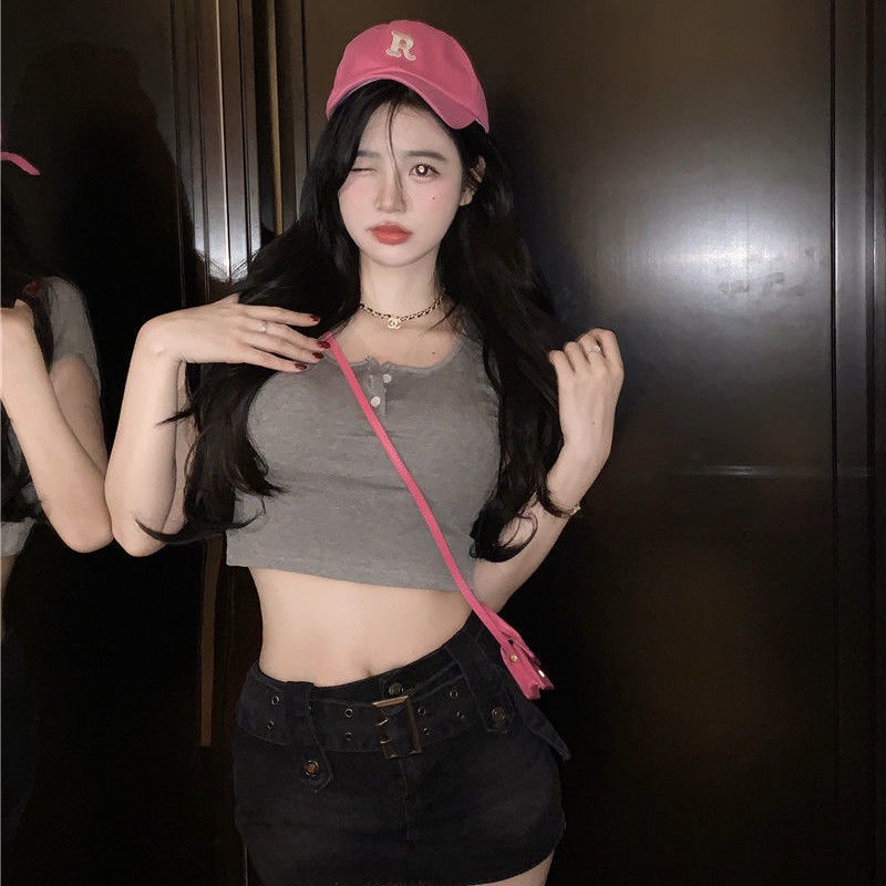 Áo Thun Ngắn Tay Màu Xám Phong Cách Hàn Quốc Mẫu Mới 2023 Thời Trang Mùa Hè Cho Nữ