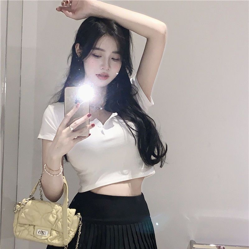 Áo Thun Ngắn Tay Màu Xám Phong Cách Hàn Quốc Mẫu Mới 2023 Thời Trang Mùa Hè Cho Nữ