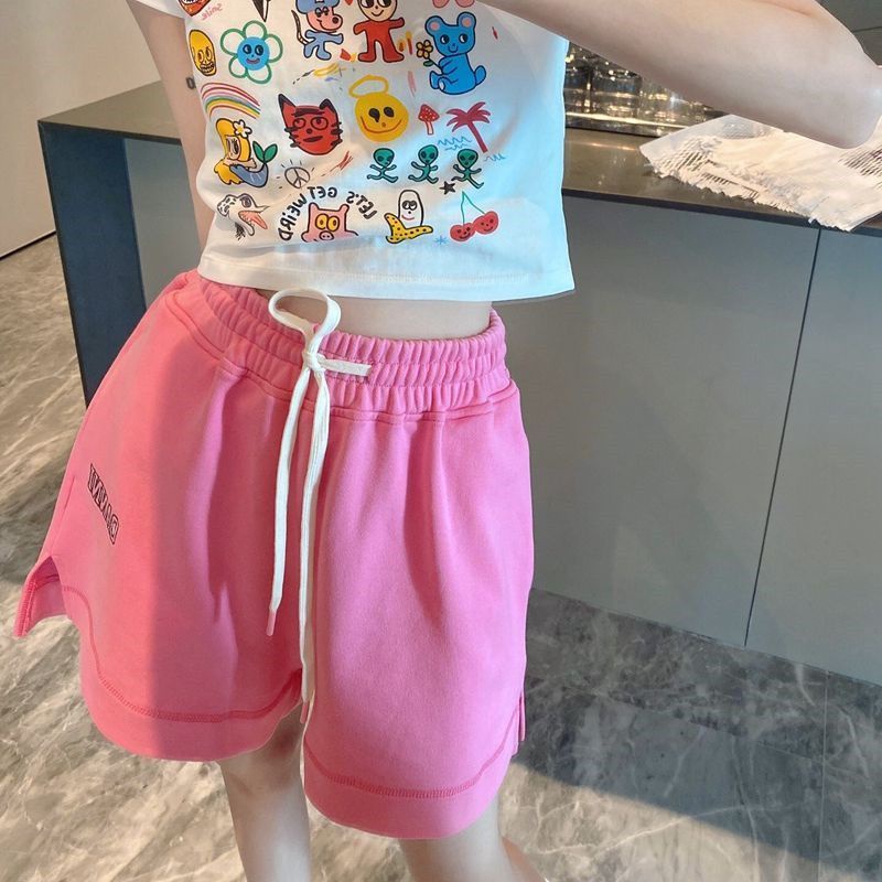 Bán Chạy Nhất Jiashucheng#Quần Short Nữ Lưng Cao Ống Rộng Thêu Chữ Thời Trang Mới