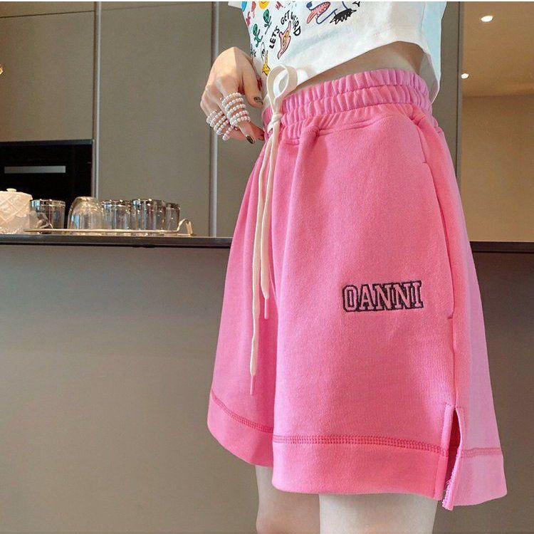 Bán Chạy Nhất Jiashucheng#Quần Short Nữ Lưng Cao Ống Rộng Thêu Chữ Thời Trang Mới