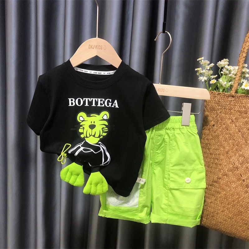 Set Áo Thun Tay Ngắn + Quần short Họa Tiết Hoạt Hình Thời Trang Mùa Hè Cho Bé