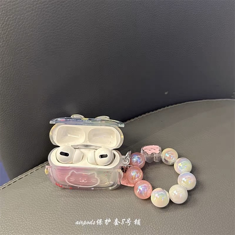 Vỏ Bảo Vệ Hộp Sạc Tai Nghe Bluetooth Không Dây airpods1 / 2 / pro3 Hình Mèo Kitty Màu Trắng Dễ Thương