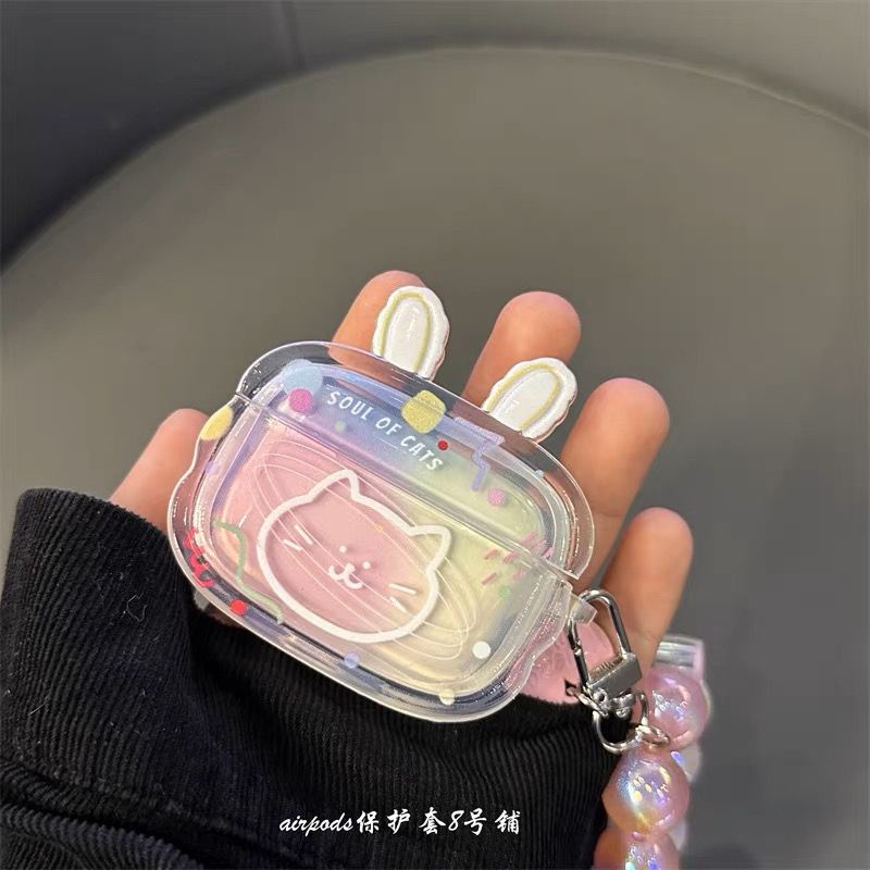 Vỏ Bảo Vệ Hộp Sạc Tai Nghe Bluetooth Không Dây airpods1 / 2 / pro3 Hình Mèo Kitty Màu Trắng Dễ Thương