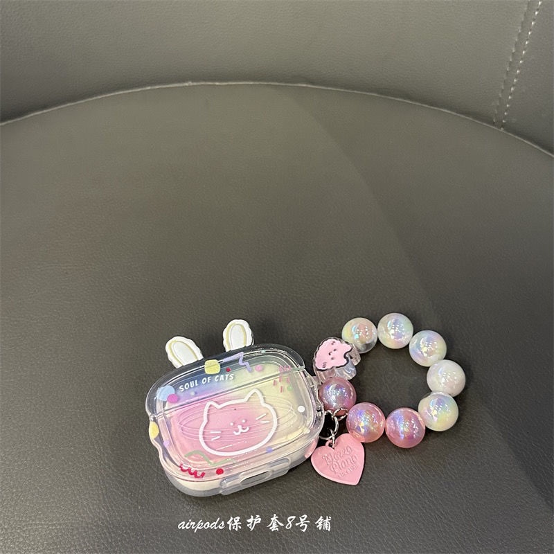 Vỏ Bảo Vệ Hộp Sạc Tai Nghe Bluetooth Không Dây airpods1 / 2 / pro3 Hình Mèo Kitty Màu Trắng Dễ Thương