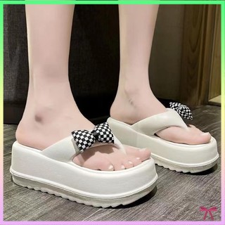 Dép lê đế dày đế xốp nơ bướm nữ dép tông 7 cm