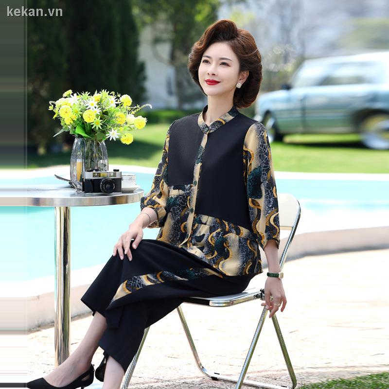 Set Đồ Hai Món Bằng Vải Voan Phong Cách Nước Ngoài Thanh Lịch Và Thời Trang Dành Cho Phụ Nữ Trung Niên Và Người Lớn Tuổi