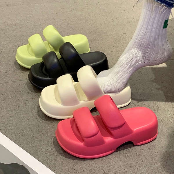 2023 dép lê đế dày đơn giản mẫu mới dép bánh mì