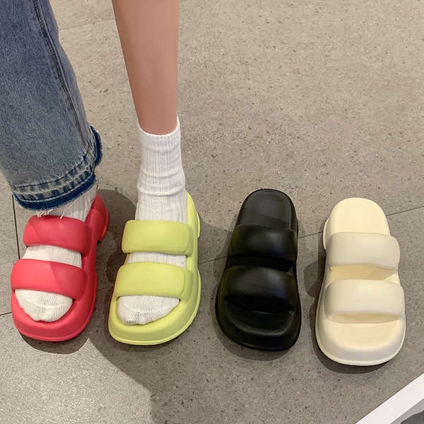 2023 dép lê đế dày đơn giản mẫu mới dép bánh mì