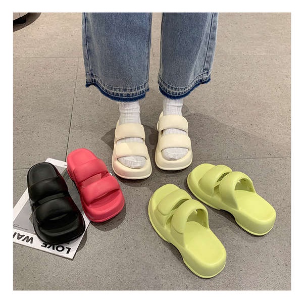 2023 dép lê đế dày đơn giản mẫu mới dép bánh mì