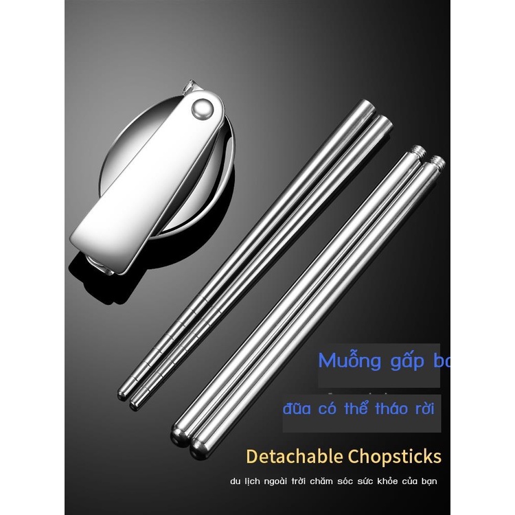 Daoqi 304 Inox Di Động Bộ Bát Đũa Bộ Đồ Ăn Du Lịch Ngoài Trời Take Away Trẻ Em Học Sinh Bộ Đồ Ăn Cho Bé