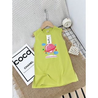 Đầm thun cotton sát nách suông cho bé gái