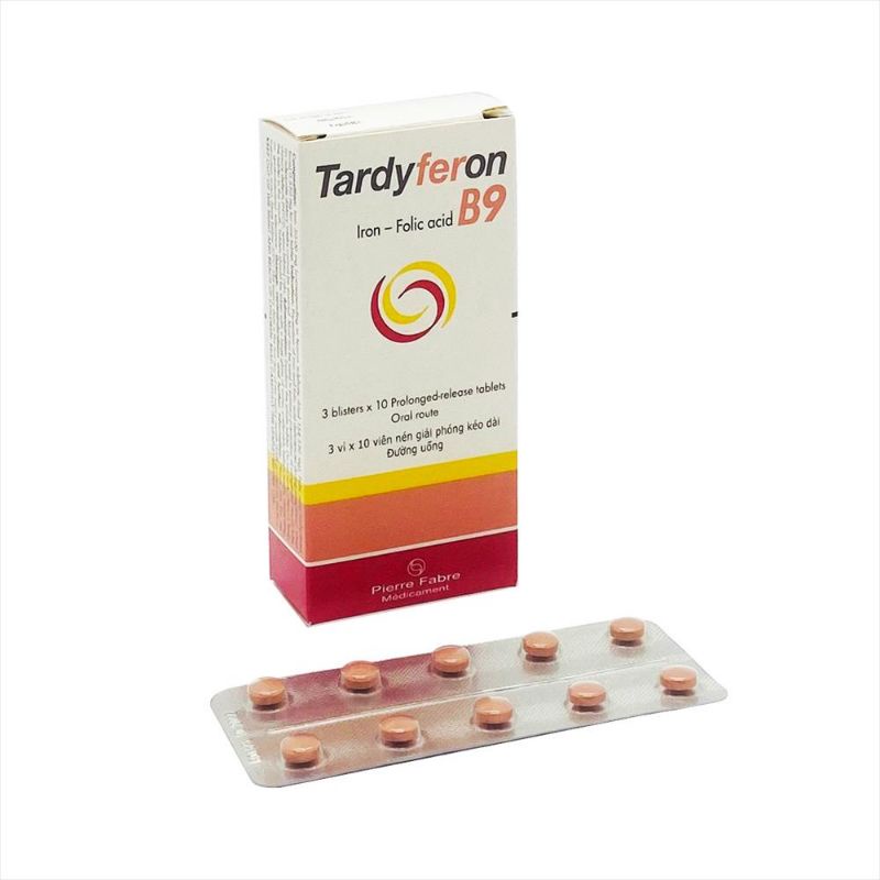 Săt, acid folic Tardyferon B9 hộp 30viên