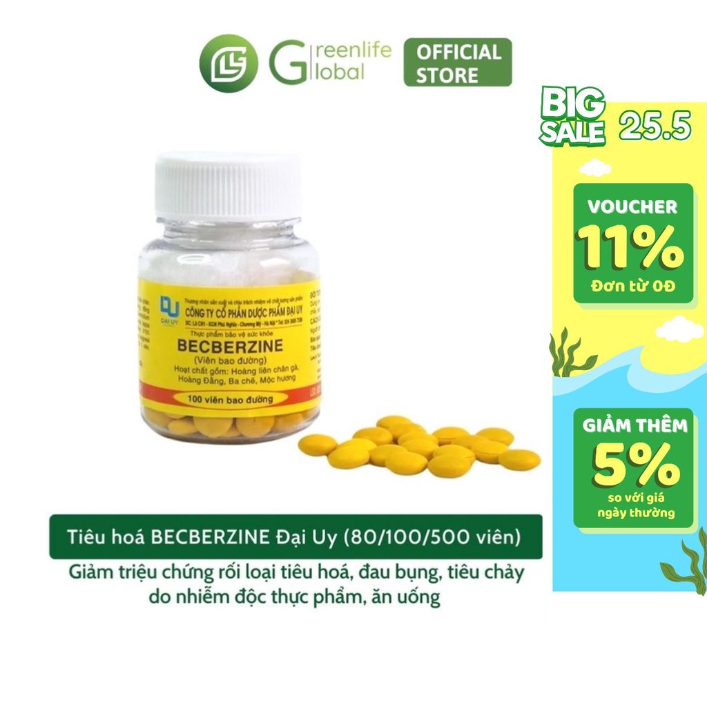 BECBEZINE 500 viên hương liên Đại Uy - Giảm triệu chứng rối loạn tiêu hoá, đau bụng, tiêu chảy