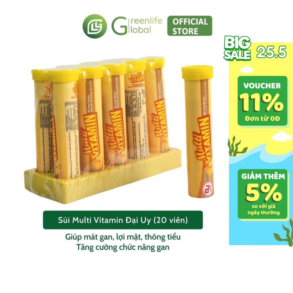 Sủi Multivitamin Đại Uy - Tăng cường sức đề kháng, giải độc cơ thể (Lọ 20 viên sủi)