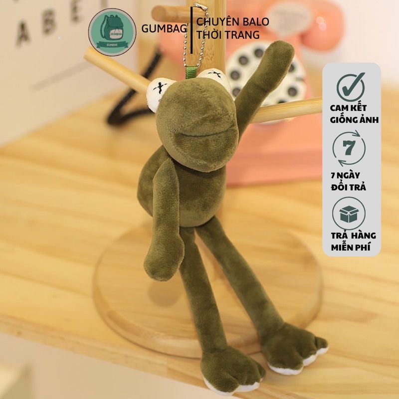 Móc khoá ếch xanh chân dài ngộ nghĩnh dùng trang trí balo túi đồ dùng cá nhân