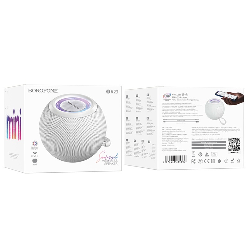 Loa Bluetooth BOROFONE BR23 Hình Cầu LED Tròn, Âm Thanh Sống Động bảo hành 12 tháng topphukien22