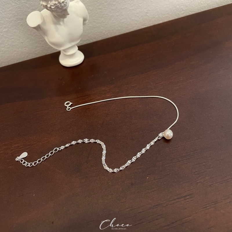 Lắc chân bạc gắn ngọc Choco Jewelry