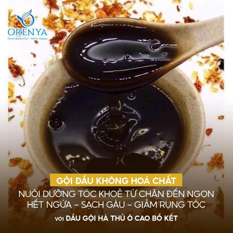 Dầu gội thảo dược Hà Thủ Ô Orenya Tặng 50k/1 sp ngăn rụng tóc,làm dày tóc hết gàu  kềm nhờn tóc bồng bềnh không bết rít