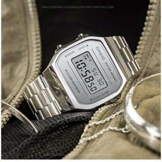  Đồng hồ Casio unisex A168 Full Box cổ điển chống nước dây thép không gỉ lịch sự thời trang 