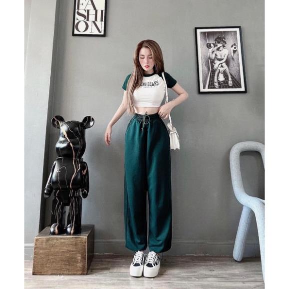 Set đồ nữ BELING quần rộng dáng suông nữ, áo phông croptop chất thun tăm thoáng mát thời trang