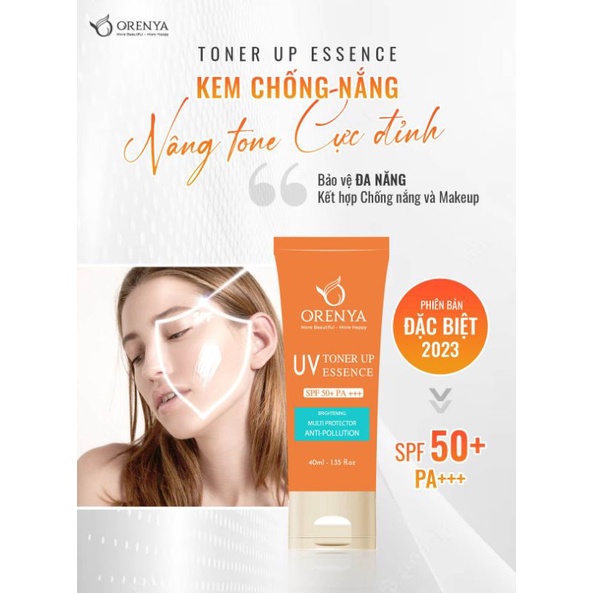 Kem chống nắng nâng Tông  ORENYA giúp chống nắng che mờ các khuyến điển thấm nhanh không bết rít không ngột da