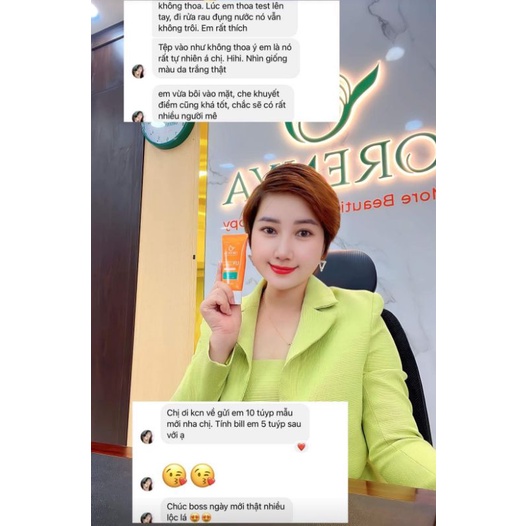 Kem chống nắng nâng Tông  ORENYA giúp chống nắng che mờ các khuyến điển thấm nhanh không bết rít không ngột da