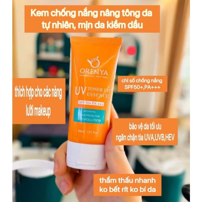 Kem chống nắng nâng Tông  ORENYA giúp chống nắng che mờ các khuyến điển thấm nhanh không bết rít không ngột da