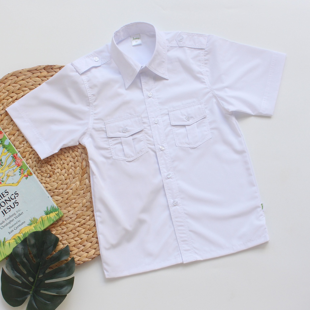 Bộ đồng phục học sinh nam Áo sơ mi bé trai có nắp Quần tây bé trai đi học quai rẽ