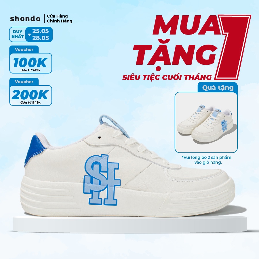 Giày Sneaker Class 1 in SH Shondo Xanh SND0035