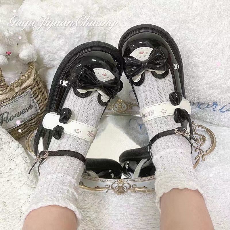 Giày Da Mũi Tròn Phong Cách Lolita Nhật Bản Cho Nữ