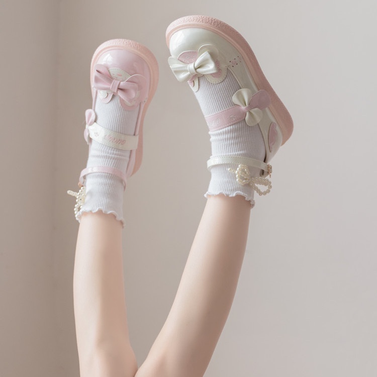 Giày Da Mũi Tròn Phong Cách Lolita Nhật Bản Cho Nữ