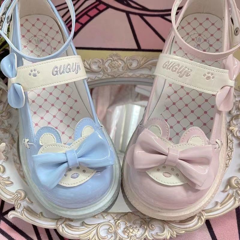 Giày Da Mũi Tròn Phong Cách Lolita Nhật Bản Cho Nữ