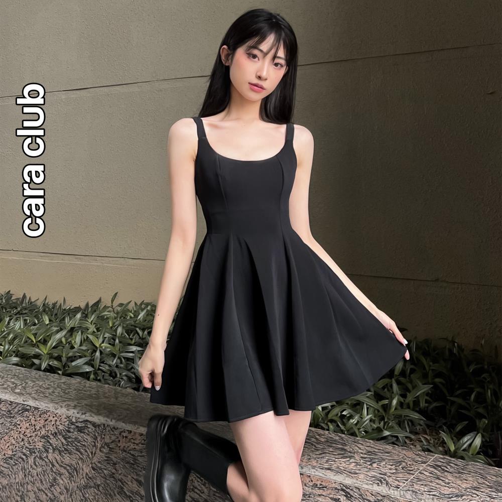 CARA Đầm ngắn nữ Furin hai dây dáng chữ A chiết eo đơn giản năng động