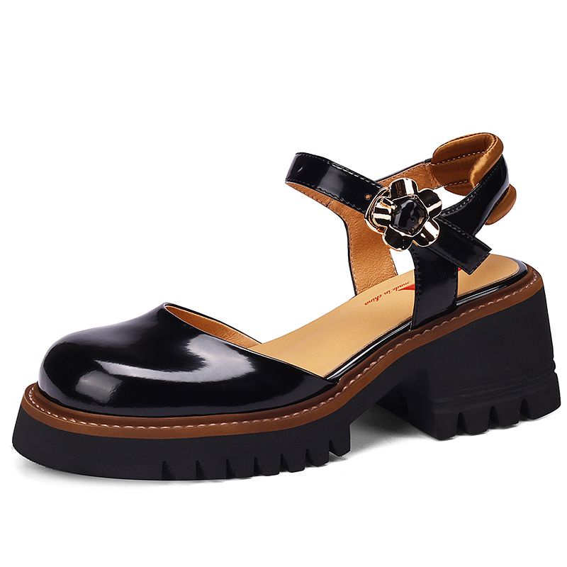 Giày Sandal Mary Jane Bằng Da Thật Đế Dày Hở Ngón Thoải Mái Thời Trang Mùa Hè Cho Nữ