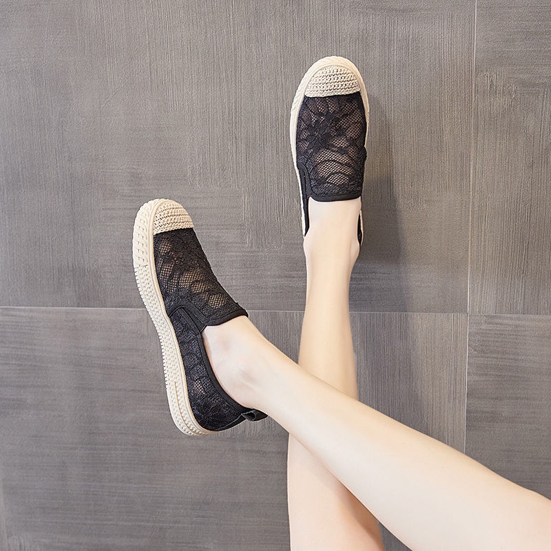 Giày Lười Đế Bằng Phối Lưới Thoáng Khí Thời Trang Mùa Hè Cho Nữ